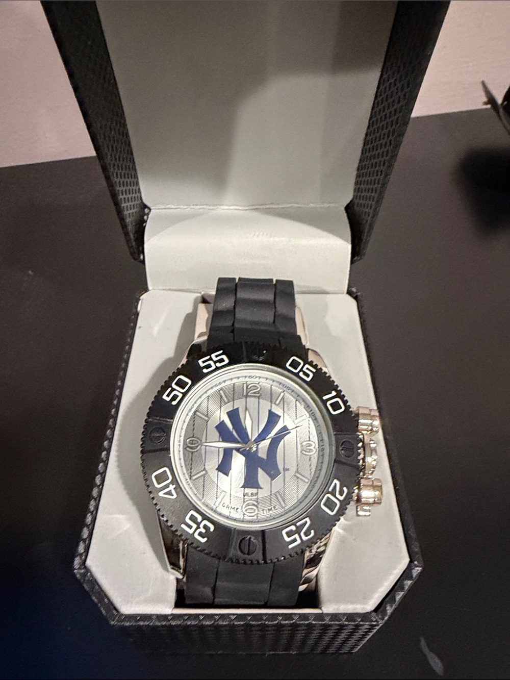NWOT Men's Black Sports Watch with Silicone Band